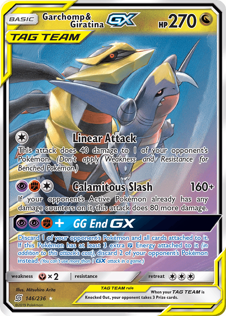 146, Dragon, Fairy[×2], Holofoil, Sun & Moon: Unified Minds, Ultra Rare Garchomp & Giratina GX (146/236) [Sun & Moon: Unified Minds] - Trading Card World