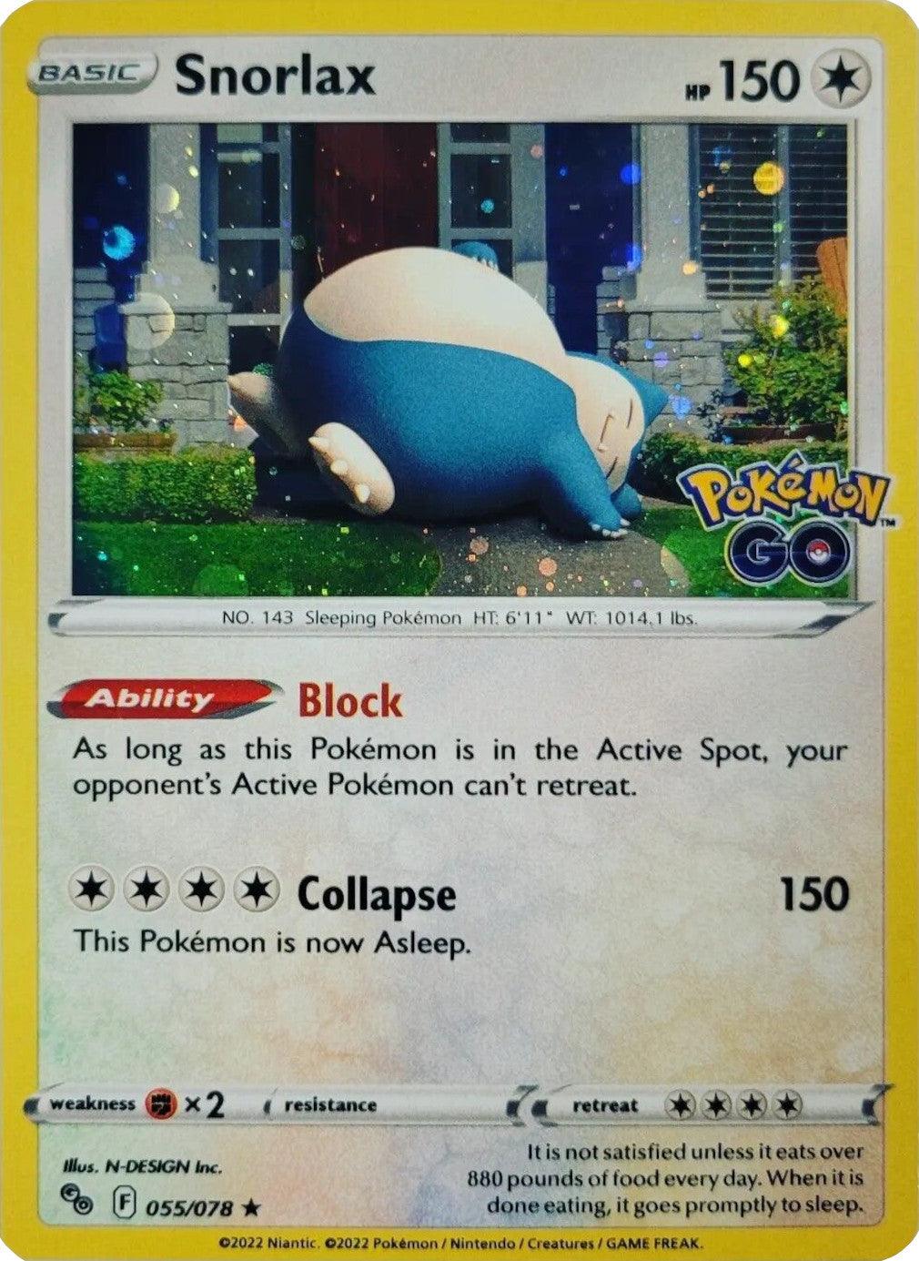 055, Colorless, Fighting [x2], Holofoil, Pokémon GO, Rare Snorlax (055/078) (Cosmos Holo) [Pokémon GO] - Trading Card World