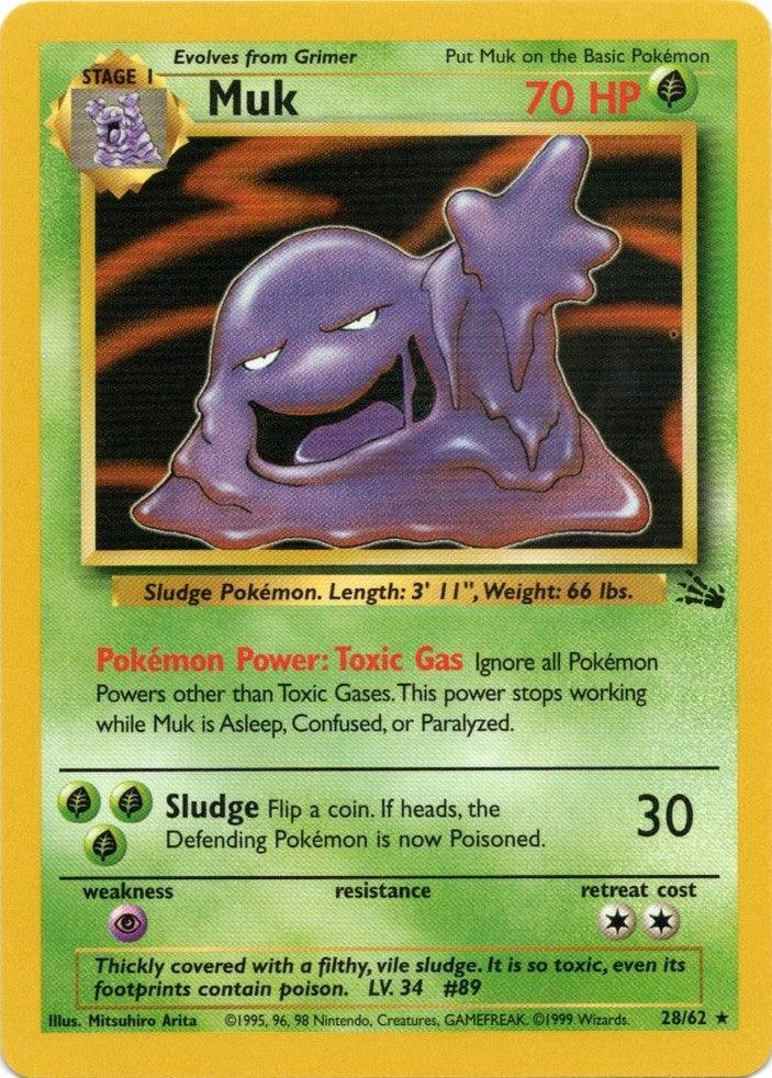 28, Fossil Unlimited, Grass, Normal, Psychic[×2], Rare Muk (28/62) [Fossil Unlimited] - Trading Card World