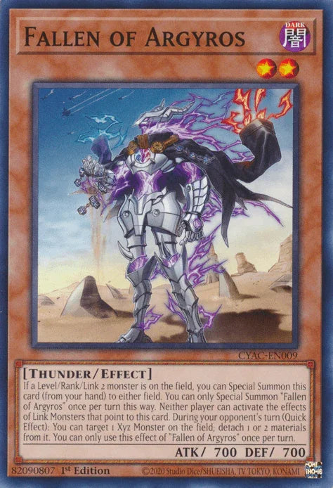 1st Edition, Common, Cyberstorm Access, Dark, Effect Monster, Thunder Fallen of Argyros [CYAC-EN009] Common - Trading Card World