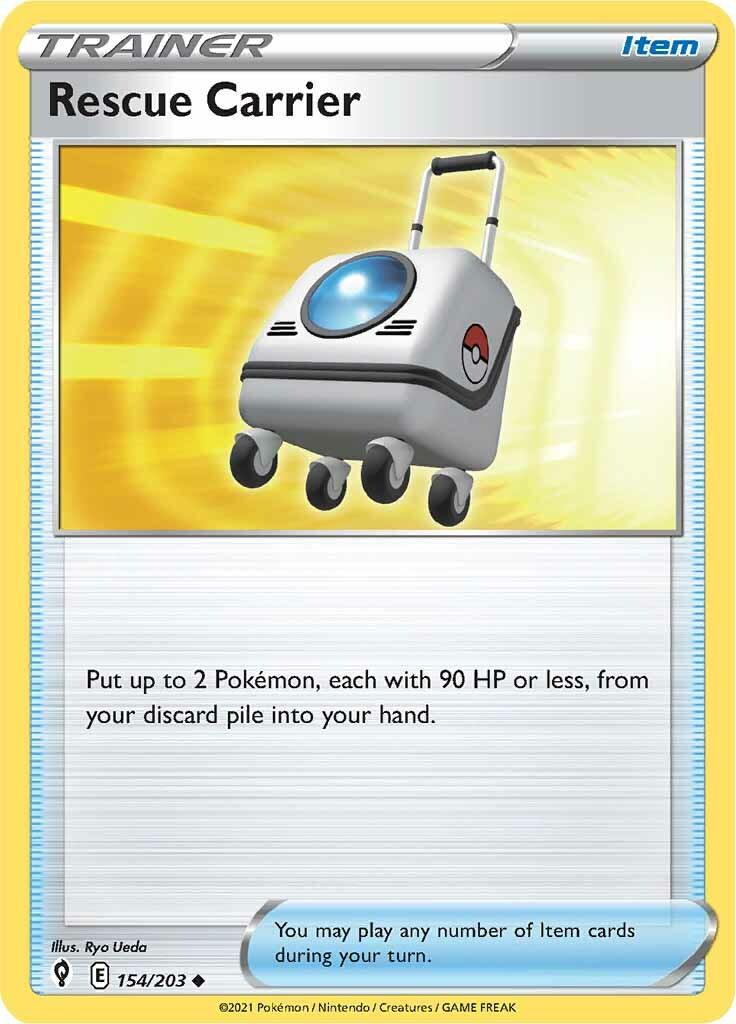 154, Item, Normal, Reverse Holofoil, Sword & Shield: Evolving Skies, Uncommon Rescue Carrier (154/203) [Sword & Shield: Evolving Skies] - Trading Card World