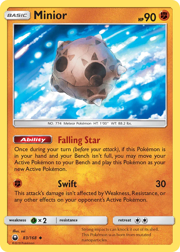 83, Fighting, Grass[×2], Normal, Reverse Holofoil, Sun & Moon: Celestial Storm, Uncommon Minior (83/168) [Sun & Moon: Celestial Storm] - Trading Card World