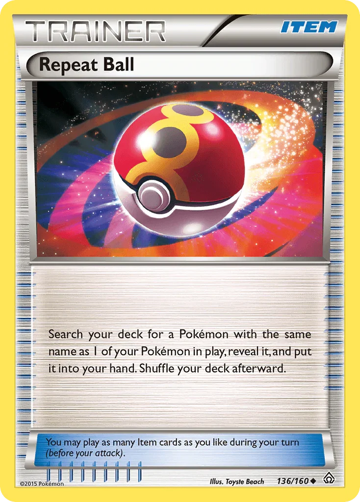 136, Item, Normal, Reverse Holofoil, Uncommon, XY: Primal Clash Repeat Ball (136/160) [XY: Primal Clash] - Trading Card World
