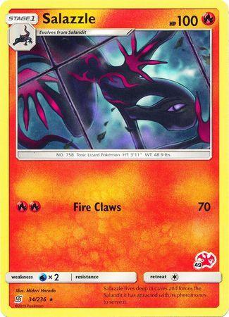34, Battle Academy 2020, Fire, Normal, Promo, Water[×2] Salazzle (34/236) (Charizard Stamp #49) [Battle Academy 2020] - Trading Card World