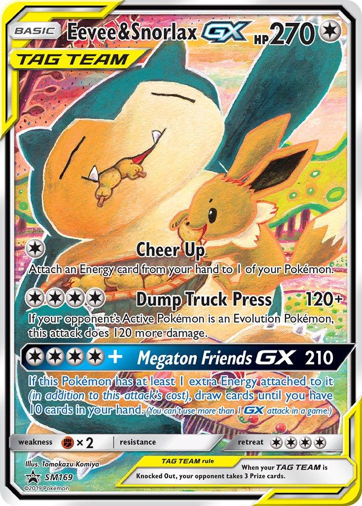 Black Star Promo, Colorless, Fighting[×2], Holofoil, SM169, Sun & Moon: Black Star Promos Eevee & Snorlax GX (SM169) [Sun & Moon: Black Star Promos] - Trading Card World