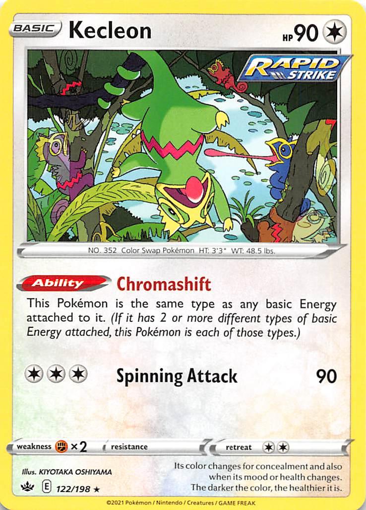 122, Colorless, Fighting [x2], Normal, Rare, Reverse Holofoil, Sword & Shield: Chilling Reign Kecleon (122/198) [Sword & Shield: Chilling Reign] - Trading Card World