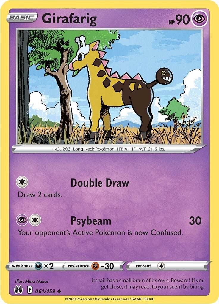 061, Darkness [x2], Fighting [-30], Normal, Psychic, Reverse Holofoil, Sword & Shield: Crown Zenith, Uncommon Girafarig (061/159) [Sword & Shield: Crown Zenith] - Trading Card World