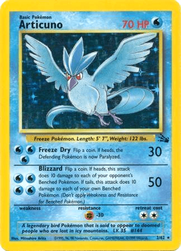 Fighting[-30], Fossil Unlimited, Holo Rare, Holofoil, Water Articuno (2/62) [Fossil Unlimited] - Trading Card World