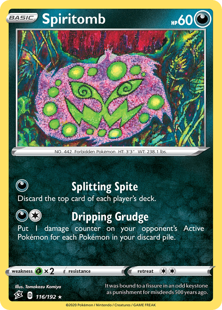 116, Darkness, Grass[×2], Normal, Rare, Reverse Holofoil, Sword & Shield: Rebel Clash Spiritomb (116/192) [Sword & Shield: Rebel Clash] - Trading Card World