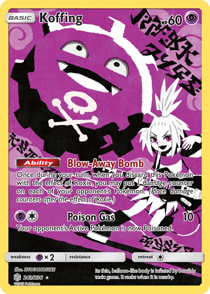 243, Holofoil, Psychic, Psychic[×2], Secret Rare, Sun & Moon: Cosmic Eclipse Koffing (243/236) [Sun & Moon: Cosmic Eclipse] - Trading Card World