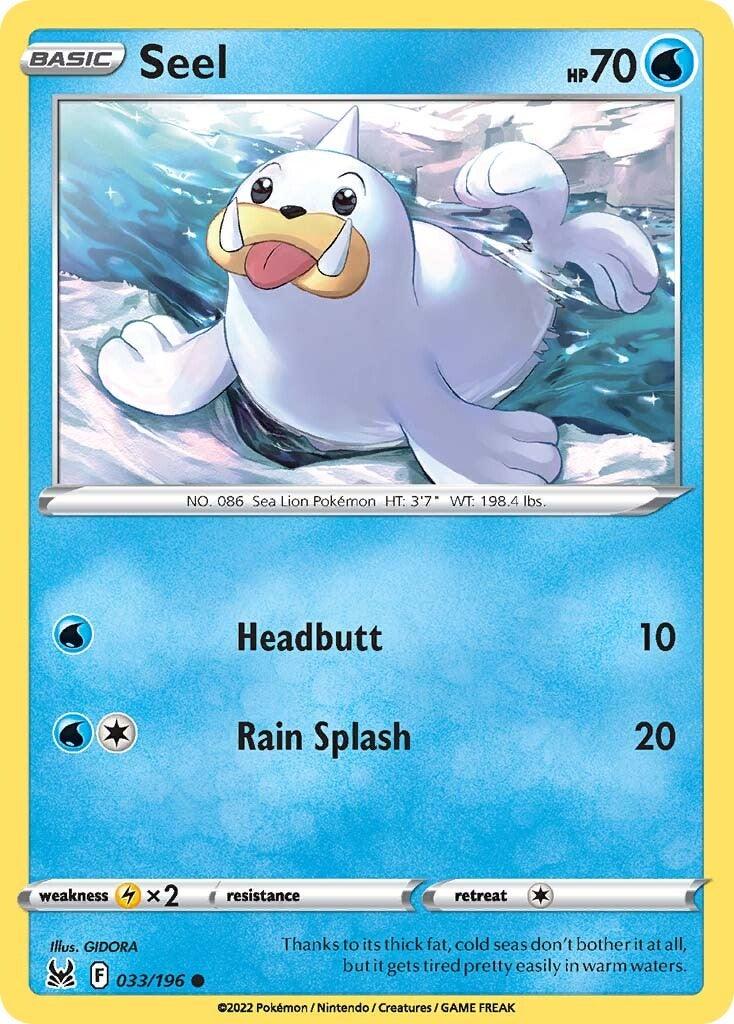 033, Common, Lightning [x2], Normal, Reverse Holofoil, Sword & Shield: Lost Origin, Water Seel (033/196) [Sword & Shield: Lost Origin] - Trading Card World