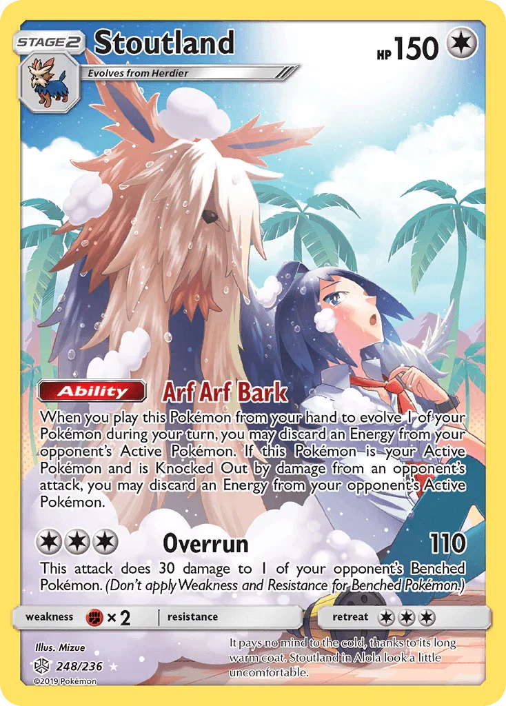 248, Colorless, Fighting[×2], Holofoil, Secret Rare, Sun & Moon: Cosmic Eclipse Stoutland (248/236) [Sun & Moon: Cosmic Eclipse] - Trading Card World