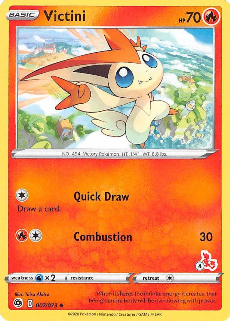 007, Battle Academy 2022, Fire, Normal, Uncommon, Water [x2] Victini (007/073) (Cinderace Stamp #4) [Battle Academy 2022] - Trading Card World