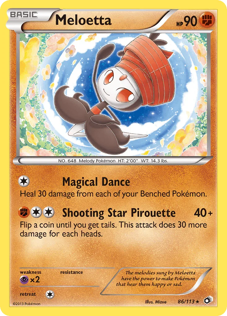 86, Black & White: Legendary Treasures, Fighting, Normal, Psychic[×2], Rare, Reverse Holofoil Meloetta (86/113) [Black & White: Legendary Treasures] - Trading Card World