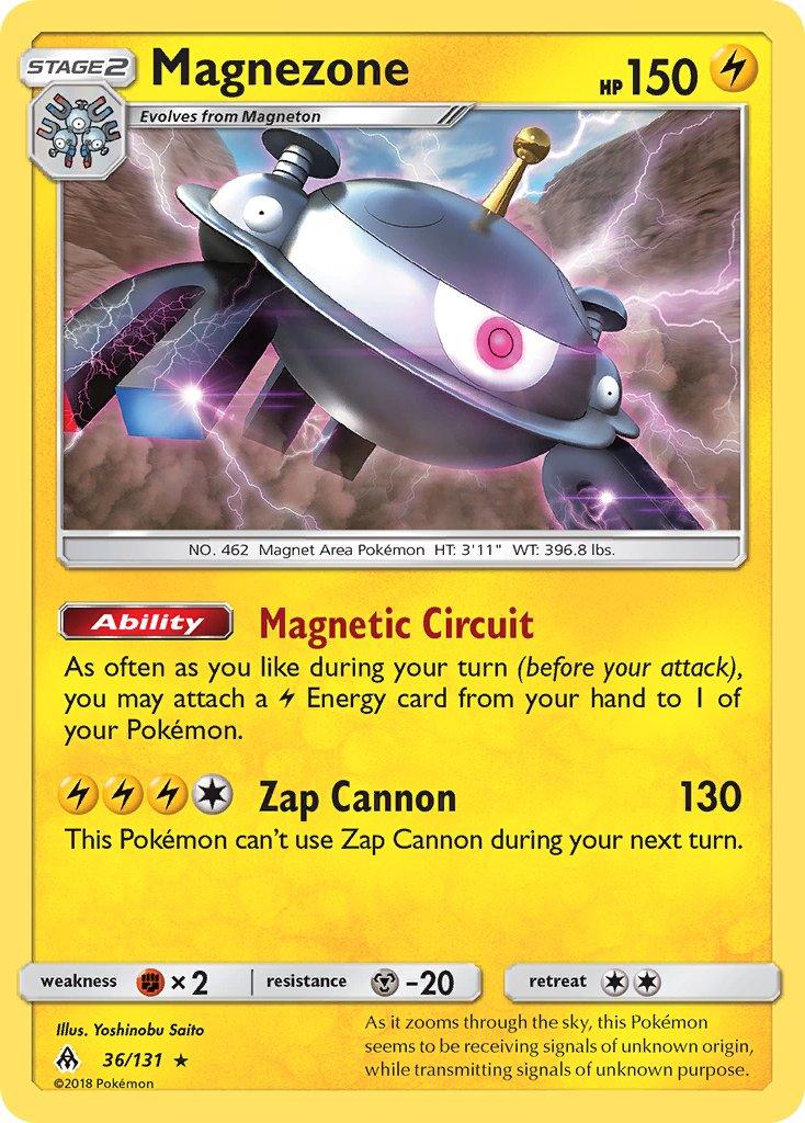36, Fighting[×2], Lightning, Metal[-20], Normal, Rare, Sun & Moon: Forbidden Light Magnezone (36/131) (Prerelease Kit Exclusive) (Theme Deck Exclusive) [Sun & Moon: Forbidden Light] - Trading Card World
