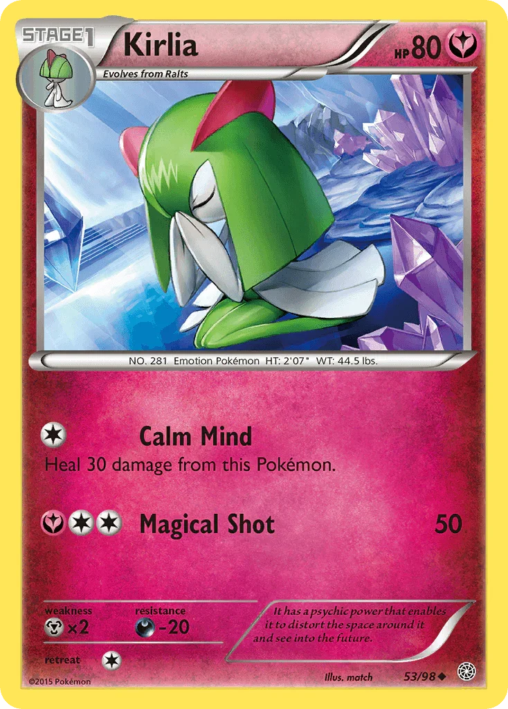 53, Darkness[-20], Fairy, Metal[×2], Normal, Reverse Holofoil, Uncommon, XY: Ancient Origins Kirlia (53/98) [XY: Ancient Origins] - Trading Card World
