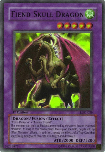 1st Edition, Dragon, Fusion/Effect Monster, Legacy of Darkness, Super Rare, Unlimited, Wind Fiend Skull Dragon [LOD-039] Super Rare - Trading Card World