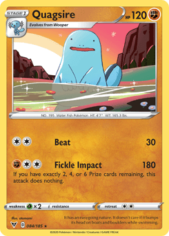 084, Fighting, Grass[×2], Normal, Rare, Reverse Holofoil, Sword & Shield: Vivid Voltage Quagsire (084/185) [Sword & Shield: Vivid Voltage] - Trading Card World