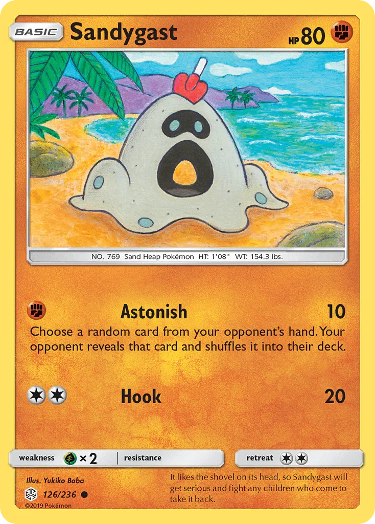 126, Common, Fighting, Grass[×2], Normal, Reverse Holofoil, Sun & Moon: Cosmic Eclipse Sandygast (126/236) [Sun & Moon: Cosmic Eclipse] - Trading Card World