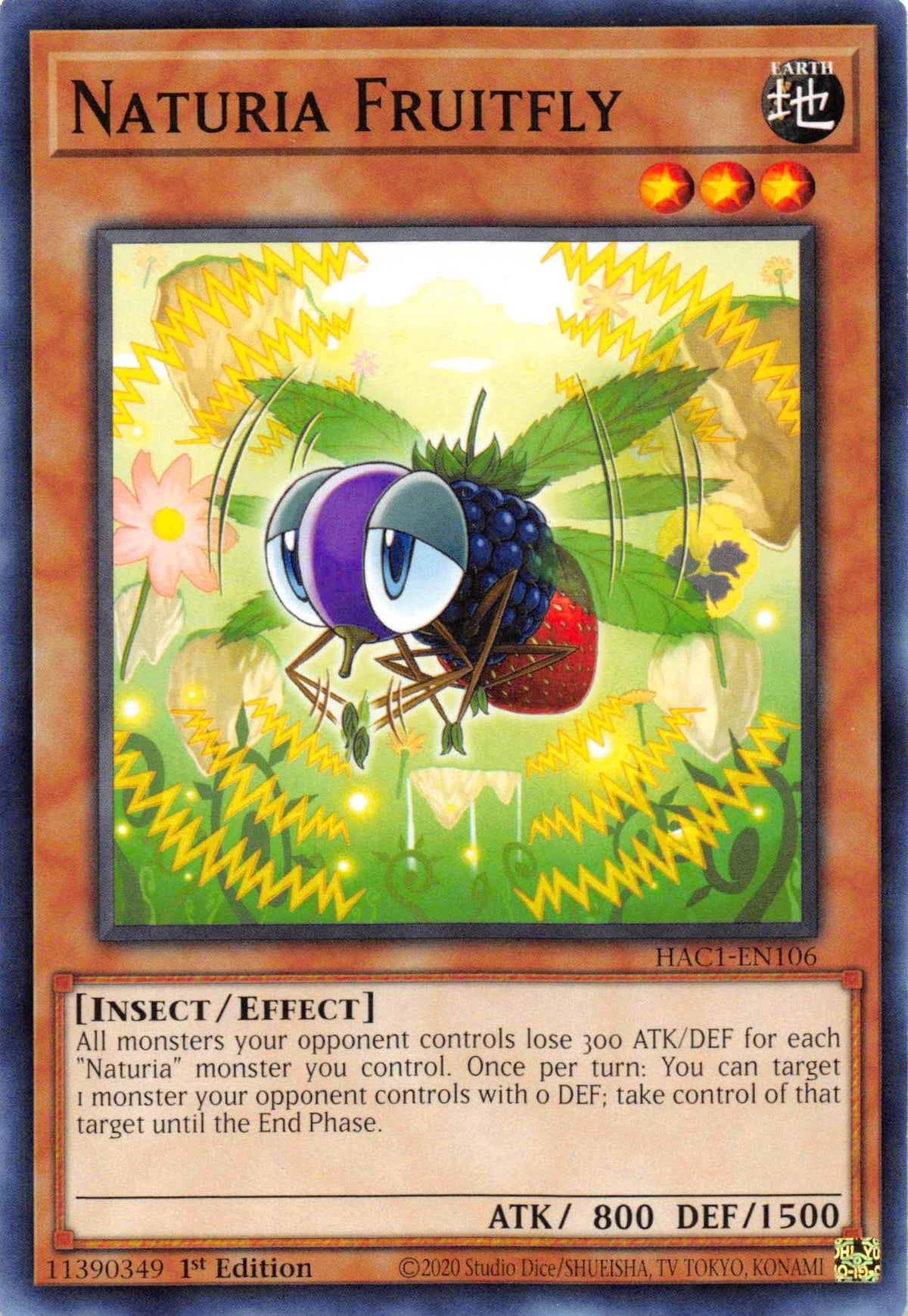 1st Edition, Common, Earth, Effect Monster, Hidden Arsenal: Chapter 1, Insect Naturia Fruitfly [HAC1-EN106] Common - Trading Card World
