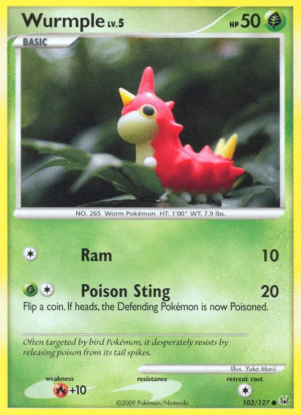 103, Common, Fire[+10], Grass, Normal, Platinum: Base Set, Reverse Holofoil Wurmple (103/127) [Platinum: Base Set] - Trading Card World