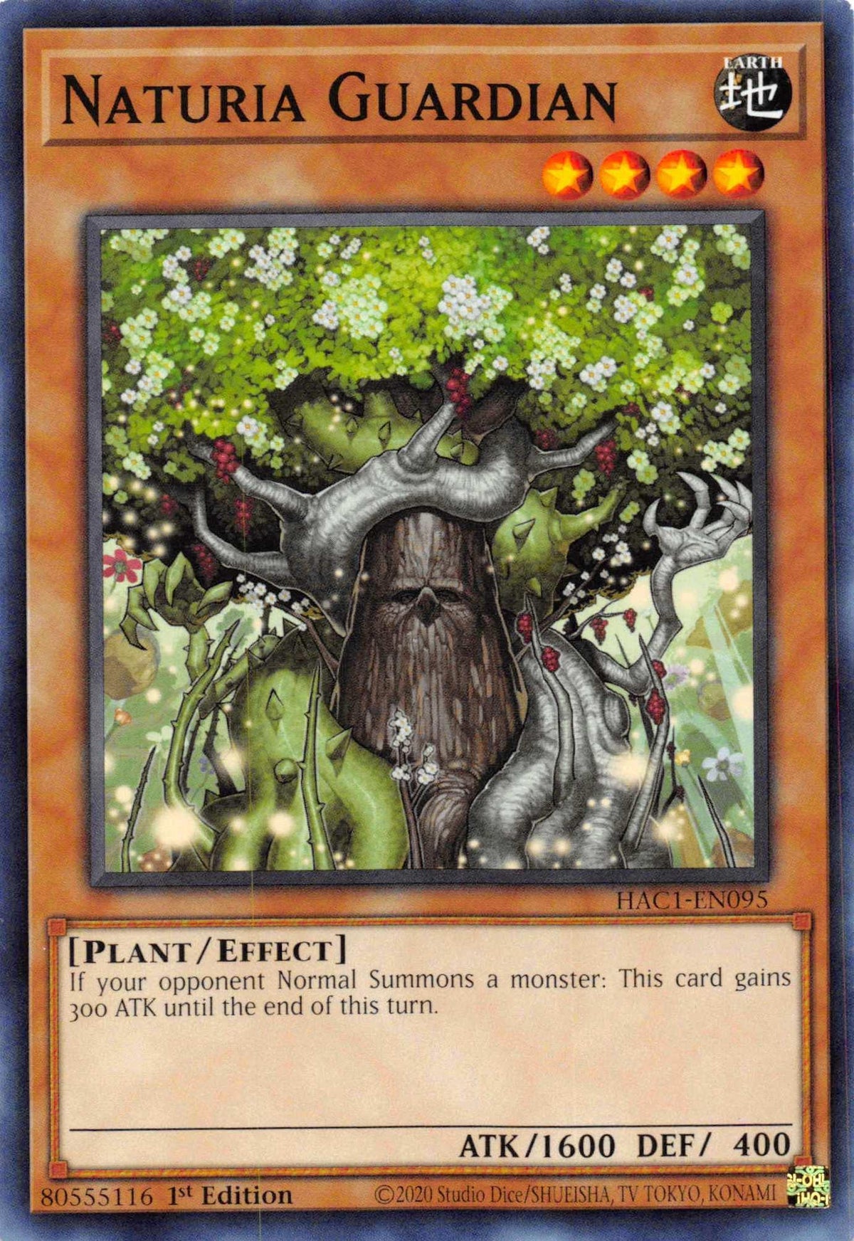 1st Edition, Common, Earth, Effect Monster, Hidden Arsenal: Chapter 1, Plant Naturia Guardian [HAC1-EN095] Common - Trading Card World
