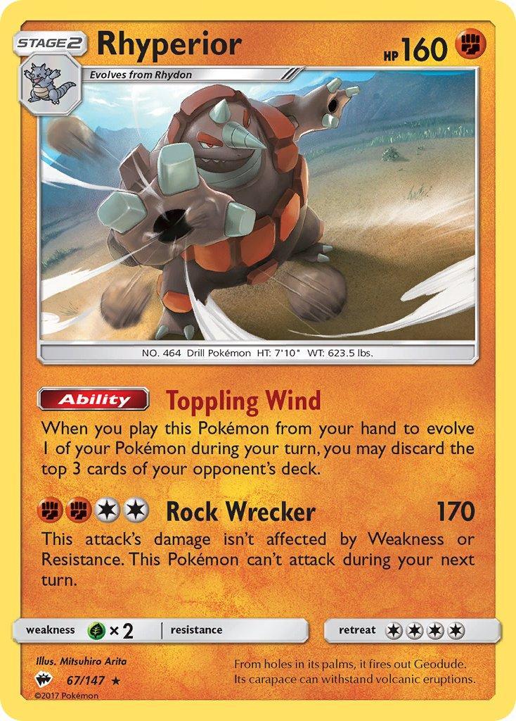 67, Darkness, Grass[×2], Normal, Rare, Sun & Moon: Burning Shadows Rhyperior (67/147) (Theme Deck Exclusive) [Sun & Moon: Burning Shadows] - Trading Card World