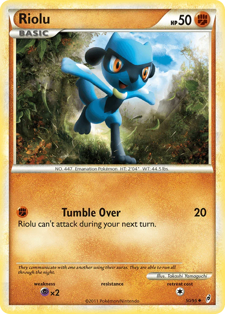 50, Fighting, HeartGold & SoulSilver: Call of Legends, Normal, Psychic[×2], Reverse Holofoil, Uncommon Riolu (50/95) [HeartGold & SoulSilver: Call of Legends] - Trading Card World