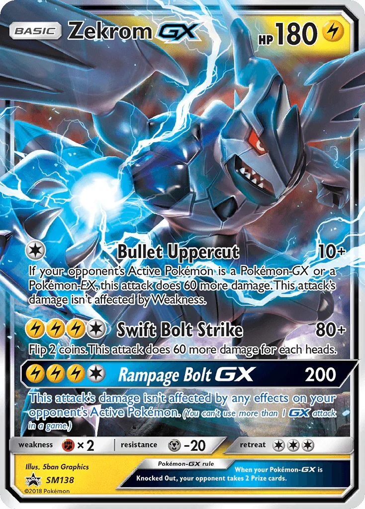 Black Star Promo, Fighting[×2], Holofoil, Lightning, Metal[-20], SM138, Sun & Moon: Black Star Promos Zekrom GX (SM138) [Sun & Moon: Black Star Promos] - Trading Card World
