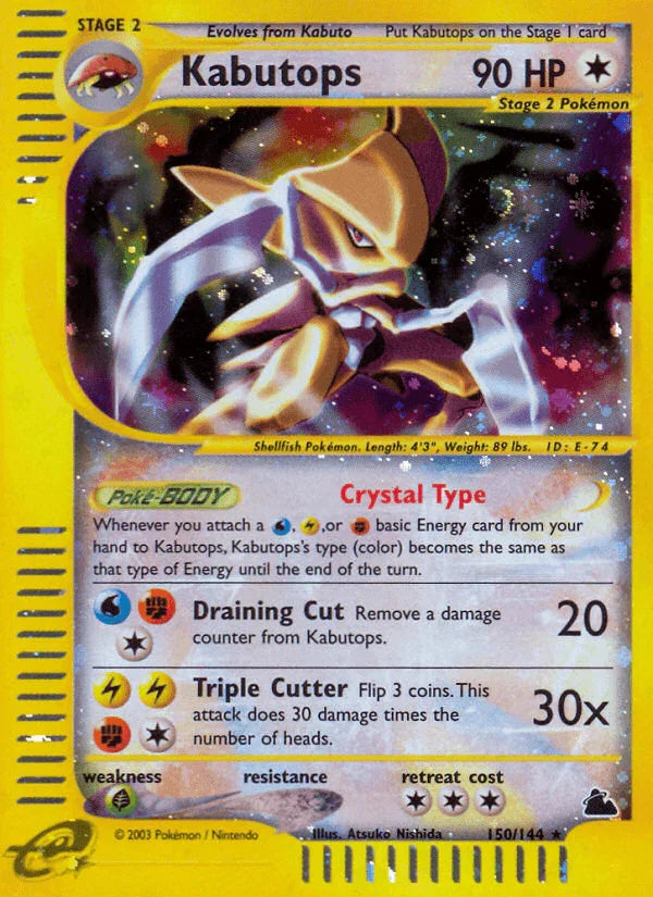 150, Colorless, Grass[×2], Holofoil, Reverse Holofoil, Secret Rare, Skyridge Kabutops (150/144) [Skyridge] - Trading Card World