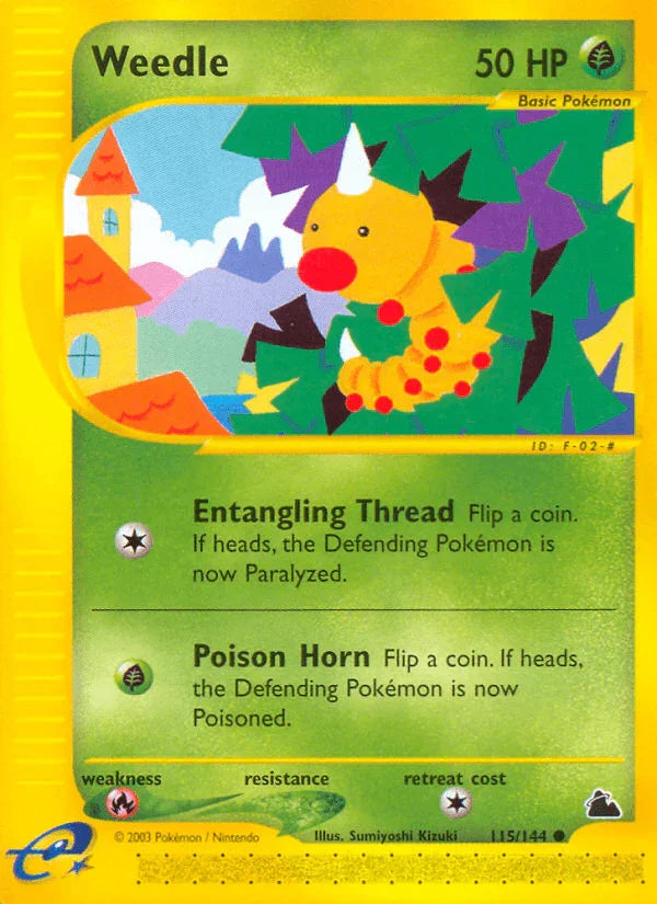 115, Common, Fire[×2], Grass, Normal, Reverse Holofoil, Skyridge Weedle (115/144) [Skyridge] - Trading Card World