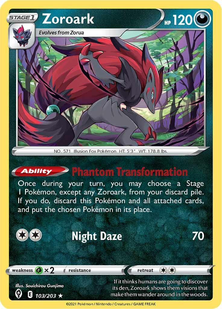 103, Darkness, Grass [x2], Holo Rare, Holofoil, Reverse Holofoil, Sword & Shield: Evolving Skies Zoroark (103/203) [Sword & Shield: Evolving Skies] - Trading Card World