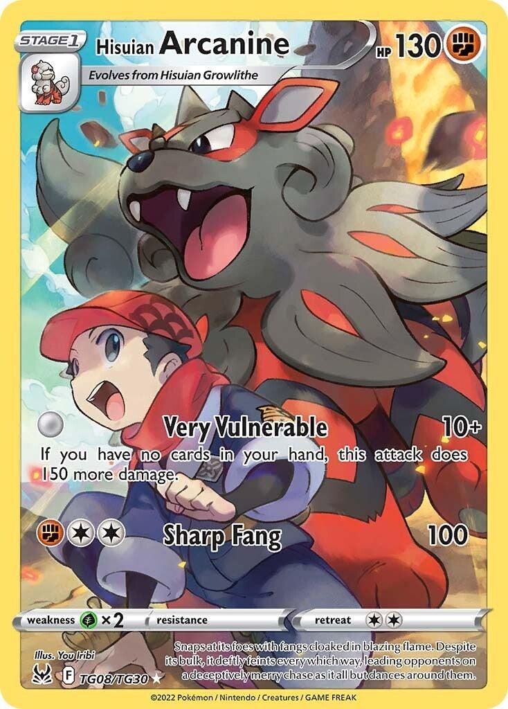 Fighting, Grass [x2], Holofoil, Secret Rare, Sword & Shield: Lost Origin, TG08 Hisuian Arcanine (TG08/TG30) [Sword & Shield: Lost Origin] - Trading Card World