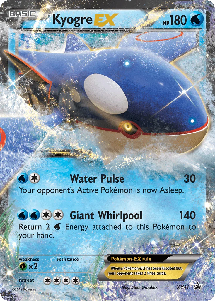 Grass[×2], Holofoil, Promo, Water, XY41, XY: Black Star Promos Kyogre EX (XY41) [XY: Black Star Promos] - Trading Card World