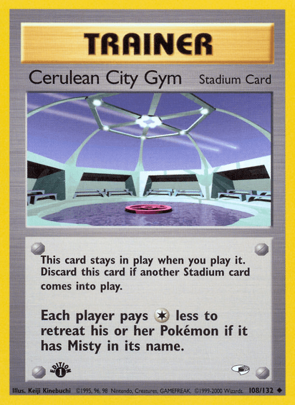 108, 1st Edition Normal, Gym Heroes 1st Edition, Stadium, Uncommon Cerulean City Gym (108/132) [Gym Heroes 1st Edition] - Trading Card World
