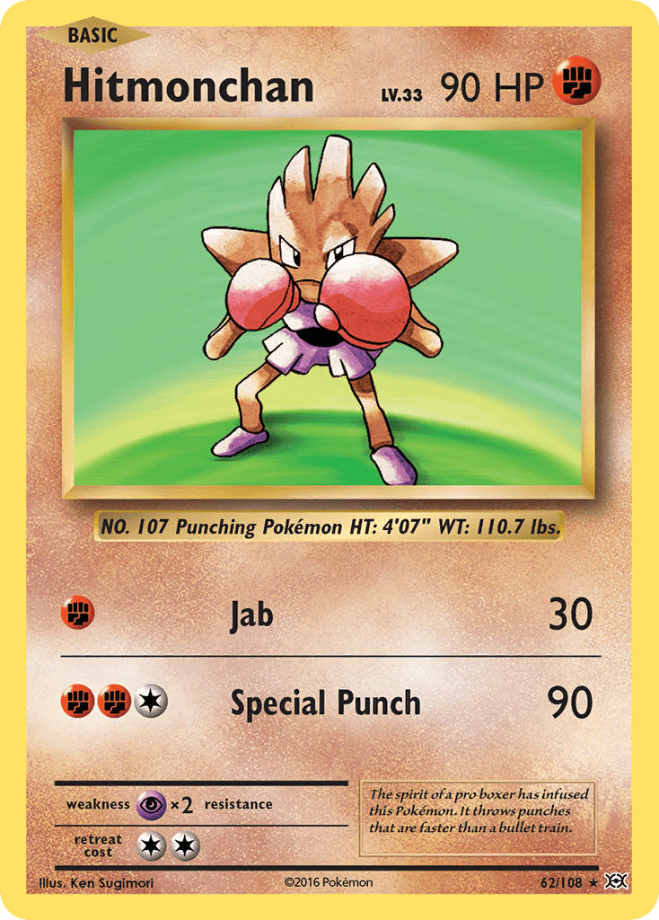 62, Fighting, Holo Rare, Holofoil, Psychic[×2], Reverse Holofoil, XY: Evolutions Hitmonchan (62/108) [XY: Evolutions] - Trading Card World
