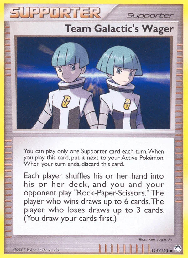 115, Diamond & Pearl: Mysterious Treasures, Normal, Reverse Holofoil, Supporter, Uncommon Team Galactic's Wager (115/123) [Diamond & Pearl: Mysterious Treasures] - Trading Card World