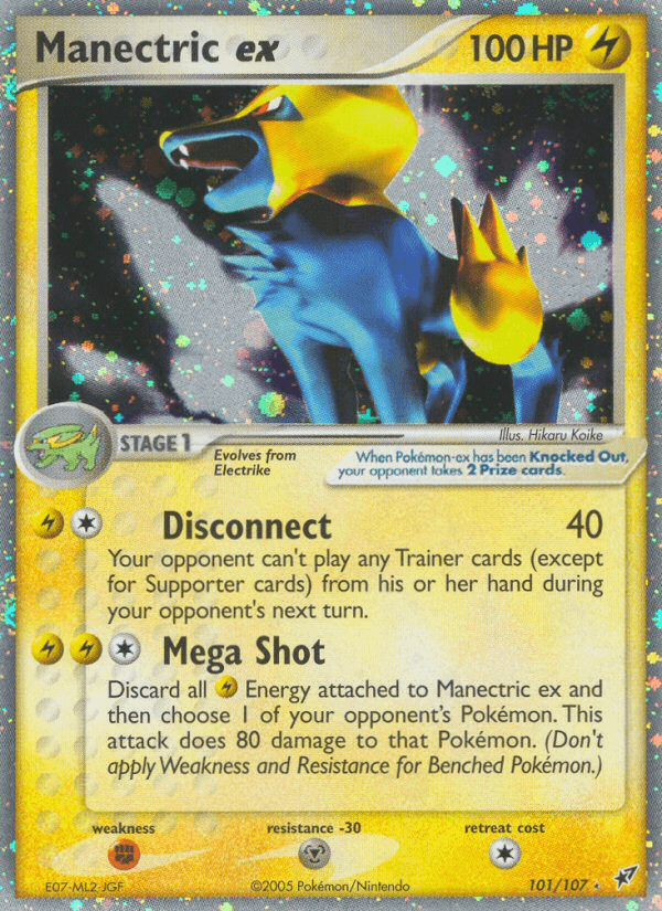 EX: Deoxys, Fighting[×2], Holofoil, Lightning, Metal[-30], Ultra Rare Manectric ex (101/107) [EX: Deoxys] - Trading Card World