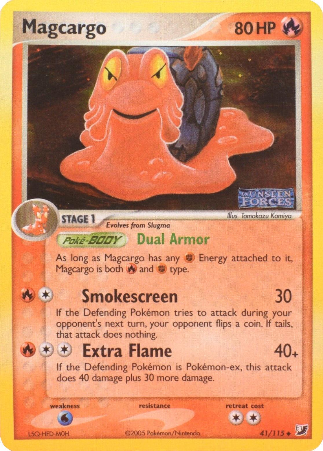 41, EX: Unseen Forces, Fire, Reverse Holofoil, Uncommon, Water Magcargo (41/115) (Stamped) [EX: Unseen Forces] - Trading Card World