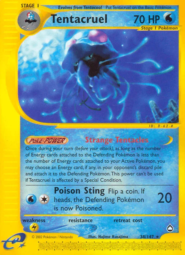 38, Aquapolis, Lightning[×2], Normal, Rare, Reverse Holofoil, Water Tentacruel (38/147) [Aquapolis] - Trading Card World