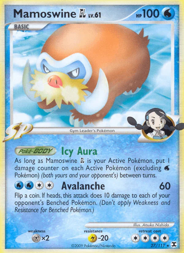 27, Lightning[-20], Metal[×2], Normal, Platinum: Rising Rivals, Rare, Reverse Holofoil, Water Mamoswine GL (27/111) [Platinum: Rising Rivals] - Trading Card World