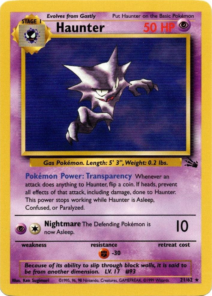 21, Fighting[-30], Fossil Unlimited, Normal, Psychic, Rare Haunter (21/62) [Fossil Unlimited] - Trading Card World