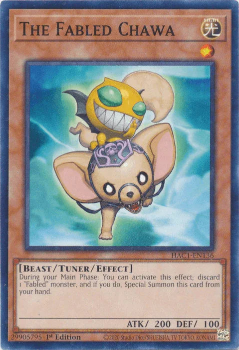 1st Edition, Beast, Common, Hidden Arsenal: Chapter 1, Light, Tuner/Effect Monster The Fabled Chawa (Duel Terminal) [HAC1-EN136] Common - Trading Card World