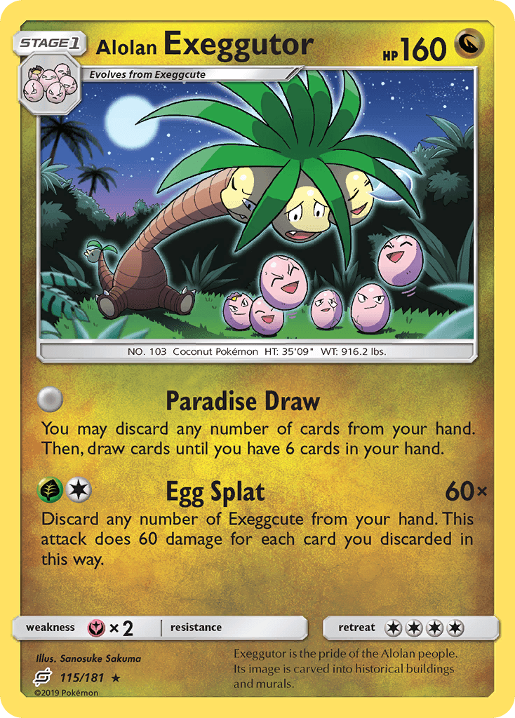 115, Dragon, Fairy[×2], Normal, Rare, Reverse Holofoil, Sun & Moon: Team Up Alolan Exeggutor (115/181) [Sun & Moon: Team Up] - Trading Card World