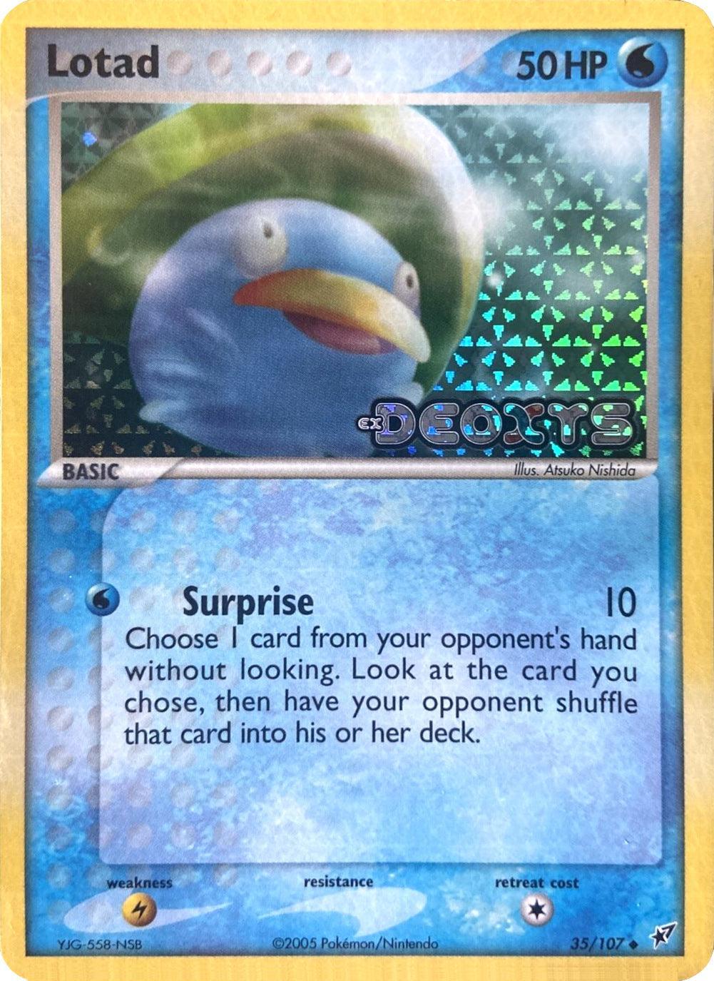35, EX: Deoxys, Lightning[×2], Reverse Holofoil, Uncommon, Water Lotad (35/107) (Stamped) [EX: Deoxys] - Trading Card World