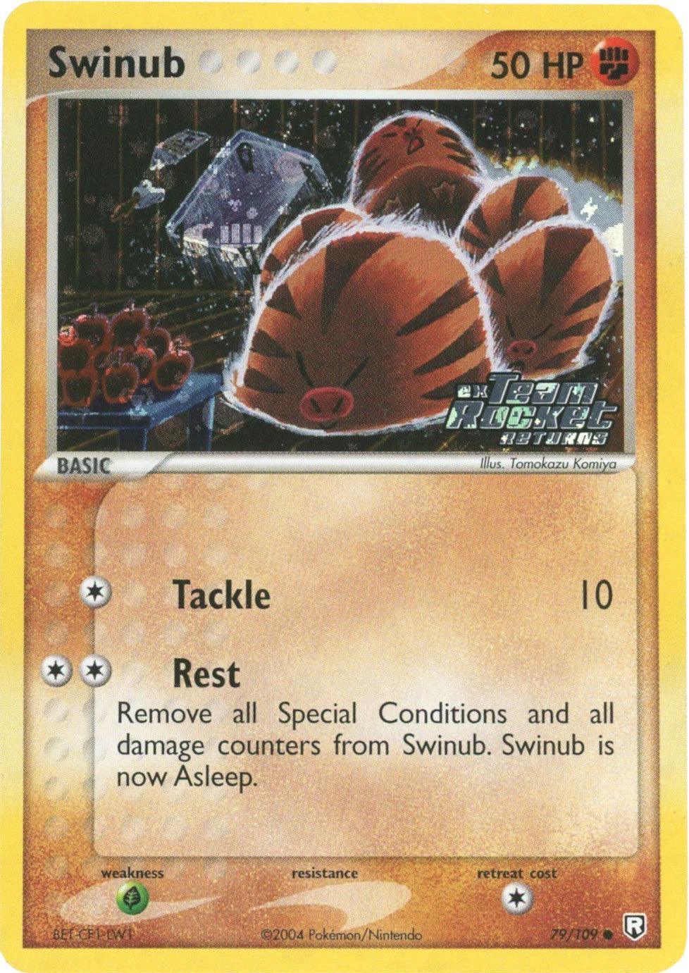 79, Common, EX: Team Rocket Returns, Fighting, Grass[×2], Reverse Holofoil Swinub (79/109) (Stamped) [EX: Team Rocket Returns] - Trading Card World