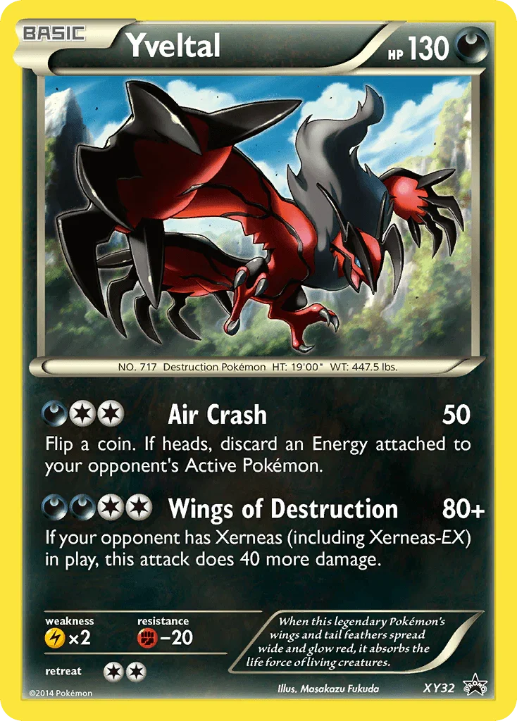 Darkness, Fighting[-20], Holofoil, Lightning[×2], Promo, XY32, XY: Black Star Promos Yveltal (XY32) [XY: Black Star Promos] - Trading Card World