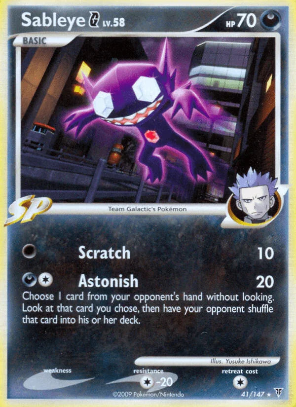 41, Colorless[-20], Darkness, Normal, Platinum: Supreme Victors, Rare, Reverse Holofoil Sableye G (41/147) [Platinum: Supreme Victors] - Trading Card World