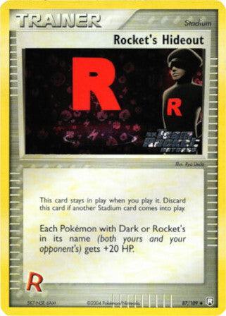 87, EX: Team Rocket Returns, Reverse Holofoil, Stadium, Uncommon Rocket's Hideout (87/109) (Stamped) [EX: Team Rocket Returns] - Trading Card World