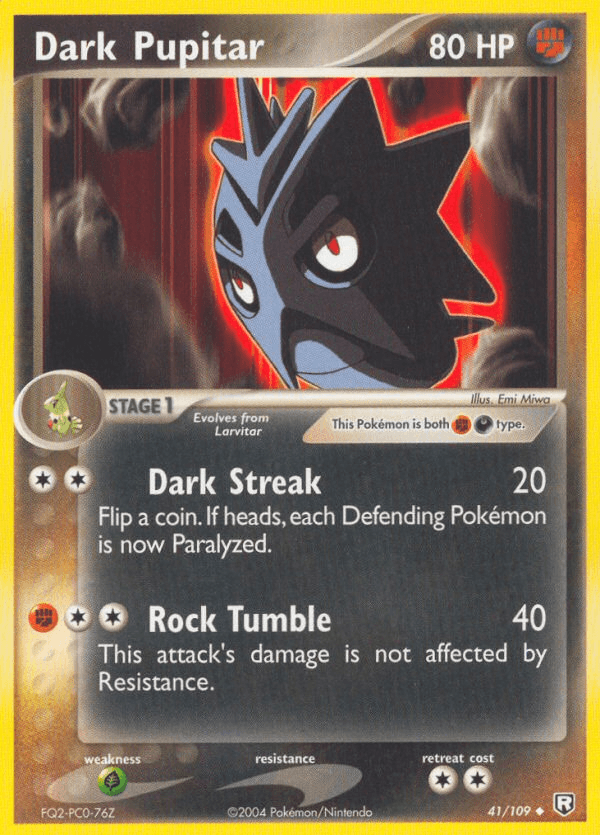 41, Darkness, EX: Team Rocket Returns, Fighting, Grass[×2], Normal, Uncommon Dark Pupitar (41/109) [EX: Team Rocket Returns] - Trading Card World